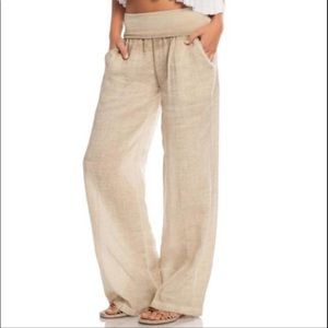 ELAN Ramie Linen Rollover pants - Reg or Maternity